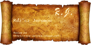 Rácz Jeromos névjegykártya